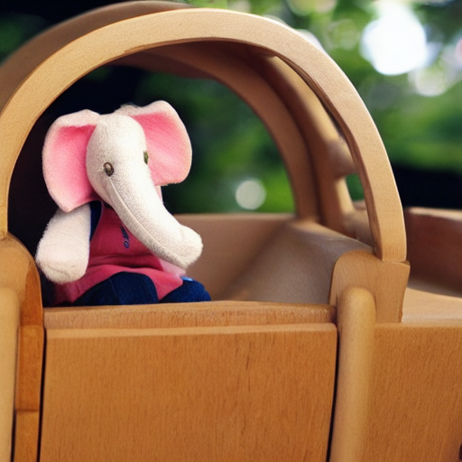144_A toy elephant is sitting inside a wooden car toy..png